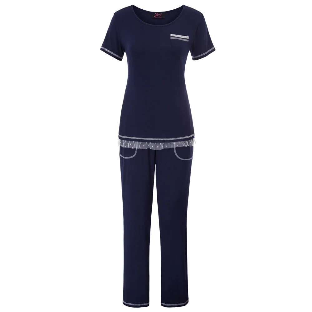 Топ из эластичного материала + брюки пижамный комплект длинная одежда для сна