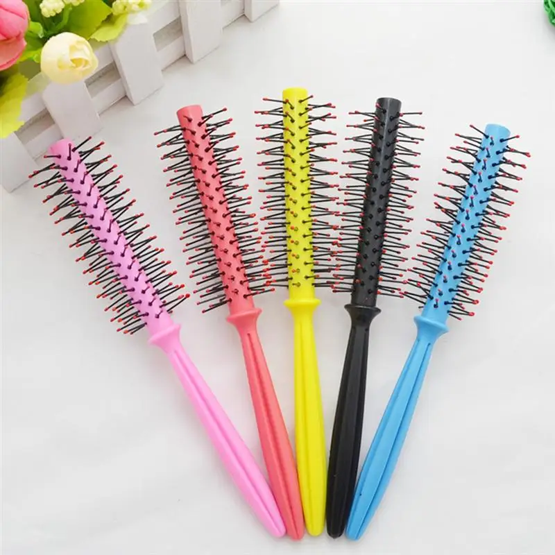 Пластиковая ручка для укладки вьющихся волос круглая щетка с щетиной расческа