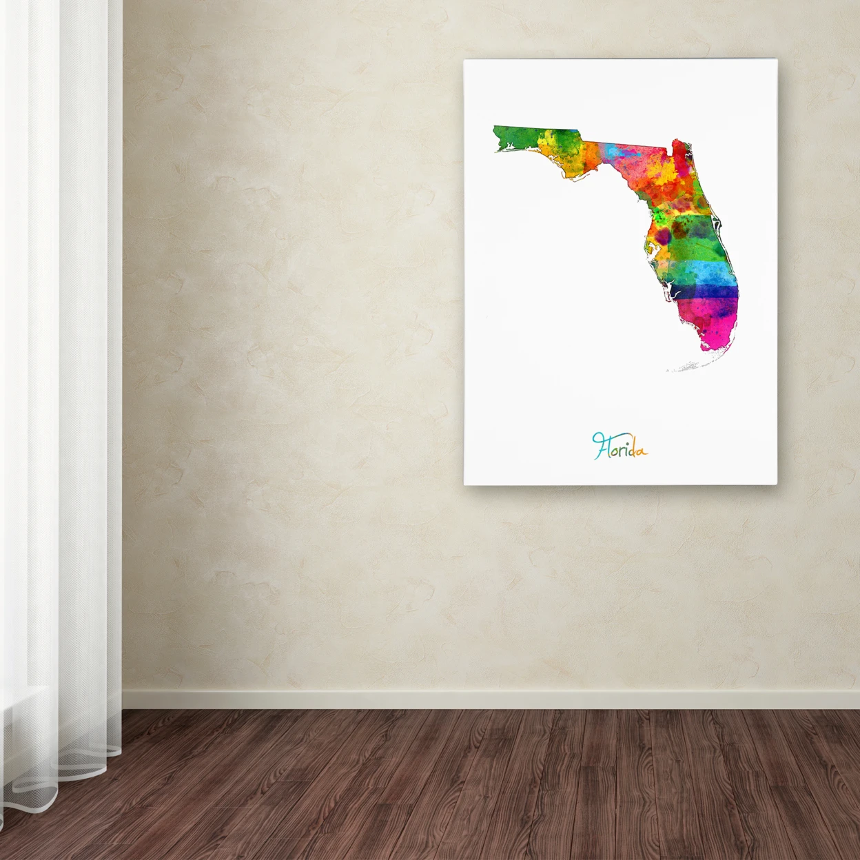 Майкл томпсетт 'Флорида Map' Холст Wall Art 35x47 дюймов|Наклейки на стену| |