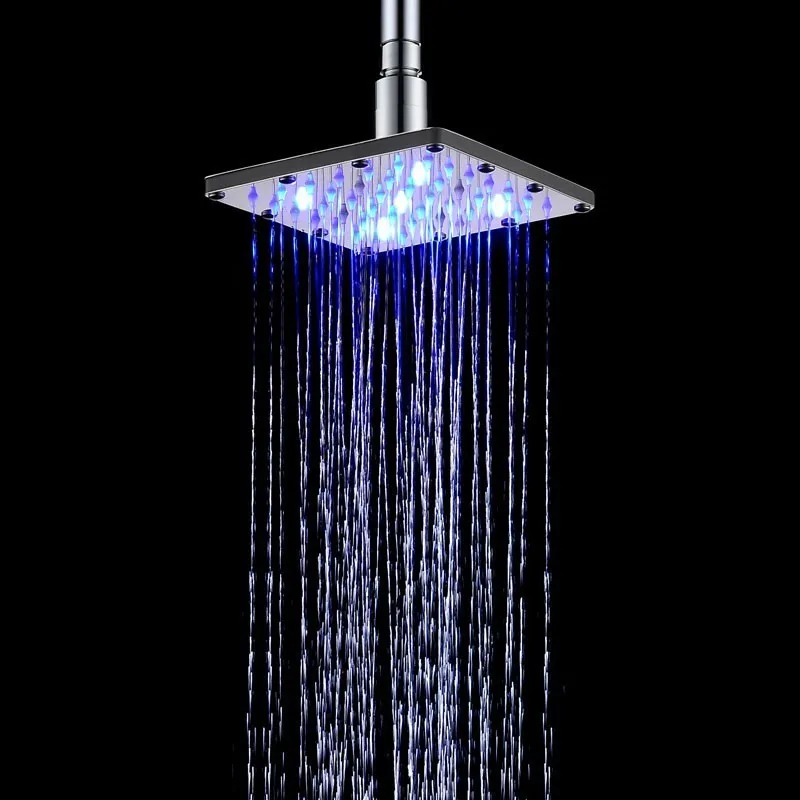 3 Colors LED Auto Changing Rain Shower Square Head Light Home Water Bathroom chuveiro do banheiro ducha pommeau douche douchekop |