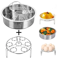 3 pcsset steamer stainless steel basket set pot egg steamer rack set kitchen dining pot accessories