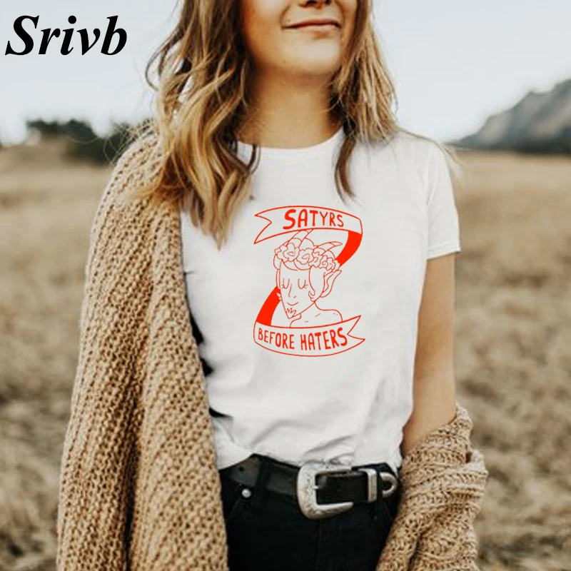 Srivb Satyrs Before Haters женская футболка Tumblr летняя хипстерская модная топы с круглым