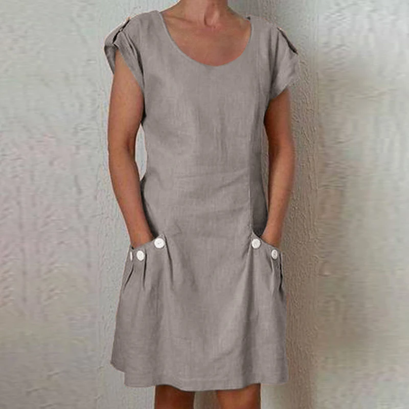 Женское летнее платье с коротким рукавом круглым вырезом плюс размер