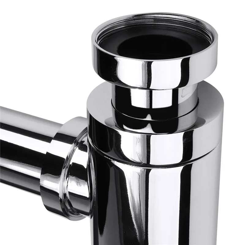 

Standard 1-1/4" Chrome Brass Round Bottle Waste Trap P-Trap Bathroom Basin Sink Adjustable Height and Outlet 295mm Extension