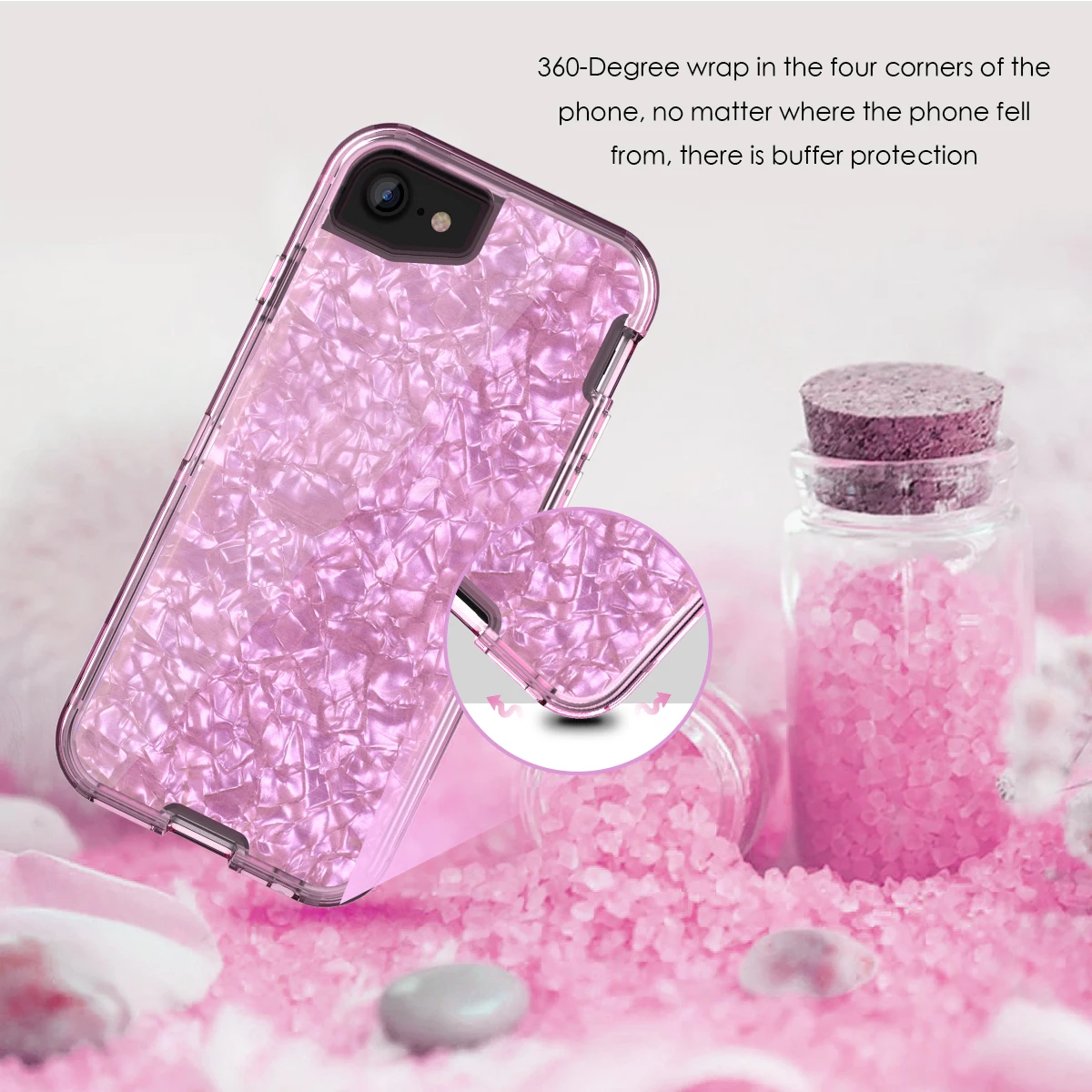 Роскошный чехол для телефона iphone 7 8 6 6s блестящий 3 в 1 Кристальный защитный