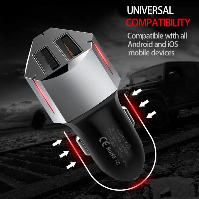 Автомобильное зарядное устройство USB с двумя 2 портами автомобильное классное