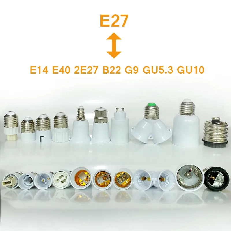 GU10 E27 E14 B22 адаптер фитинг Пластик светодиодный лампы удлинитель для головок ГЭС ES