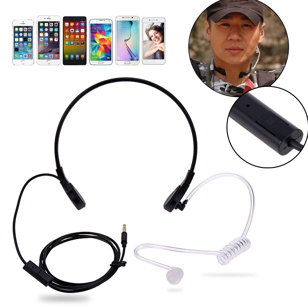 3.5mm Throat Mic Headphones Covert Acoustic Tube Earpiece Headset for iPhone HTC LG Android Universal Mobile Phone | Электроника