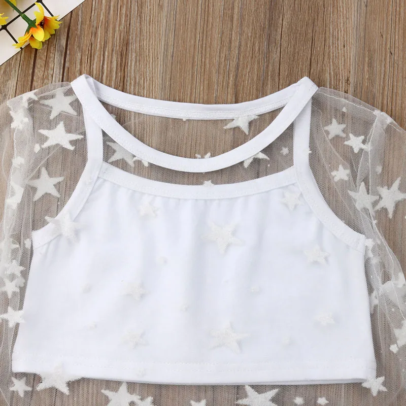 Pudcoco Дети детская одежда для малышки короткий рукав Тюлевая Жилетка Топы