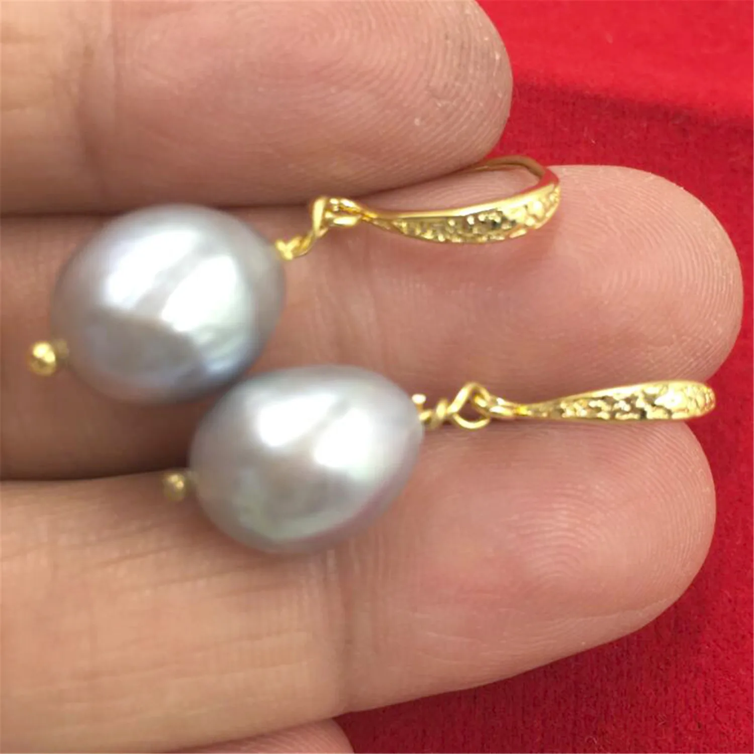 10-12mm Huge Gray Baroque Pearl Earrings Gold Hook Classic Dangle Chic AAA Noble Gorgeous Elegant Fashion Luxury | Украшения и
