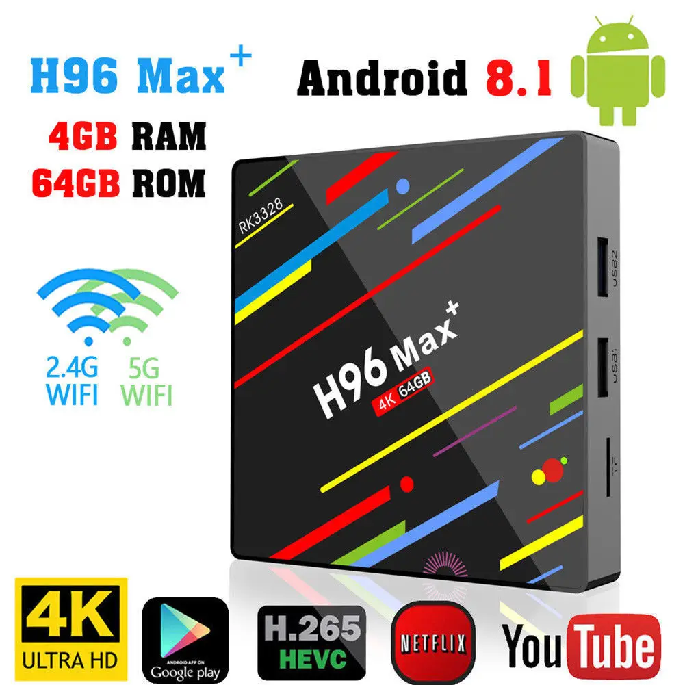 Хит продаж 2019 4 + 32 Гб 64 ГБ Android 8 1 Nougat RK3328 четырехъядерный Смарт ТВ бокс H96MAX H2 Dual