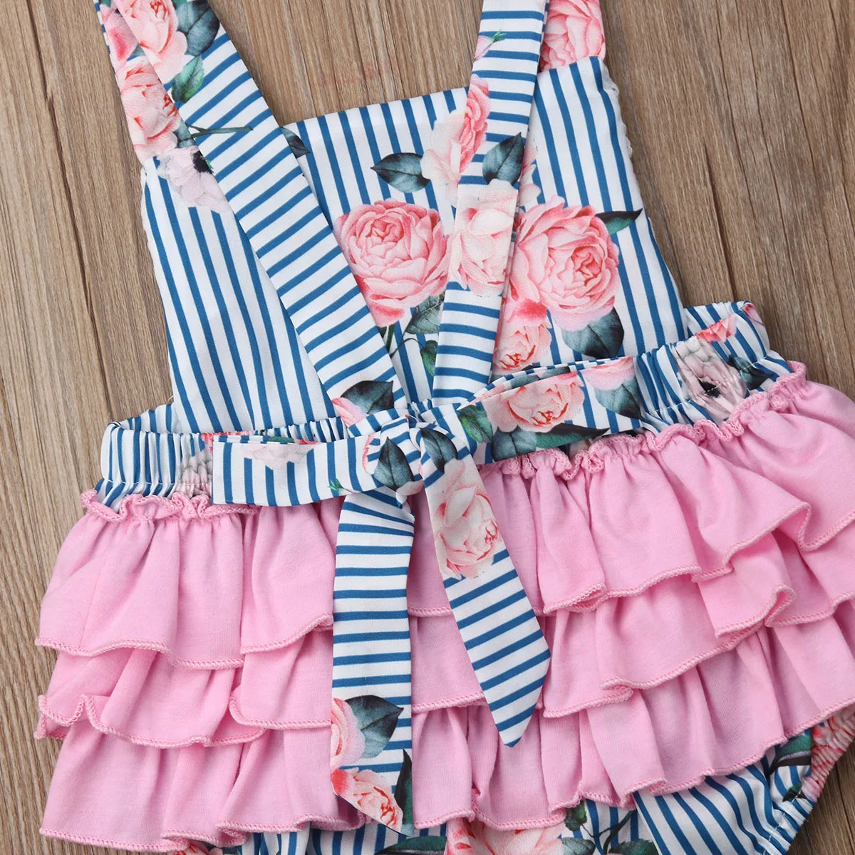 Pudcoco Kids Newborn Baby Girl Floral Stripe Romper One Pieces Jumpsuit Outfit 0-24M | Детская одежда и обувь