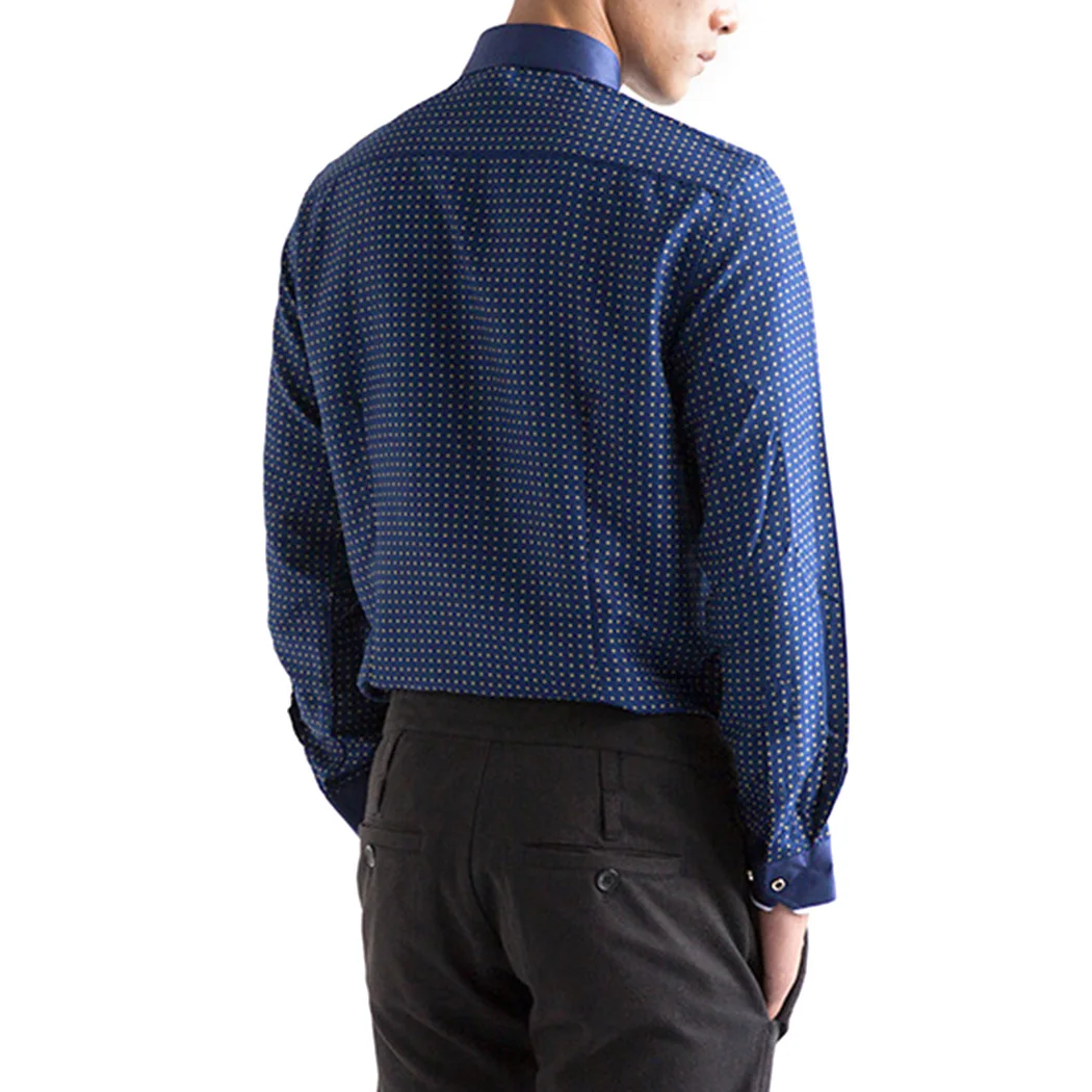 Мужская модная повседневная рубашка с длинными рукавами и принтом Slim Fit мужской