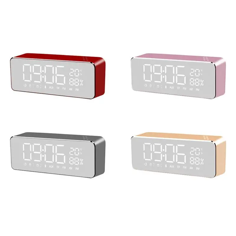 Беспроводная портативная bluetooth колонка с будильником экраном металлическим