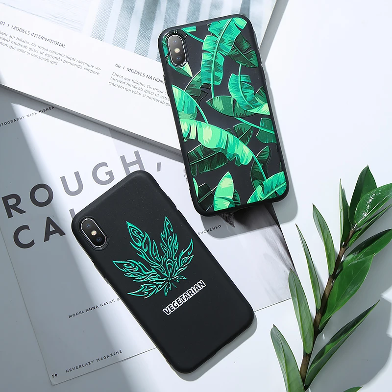 FLOVEME 3D рельефный чехол для iPhone X 7 8 Plus листья узор Чехлы мобильных телефонов 6 65S SE