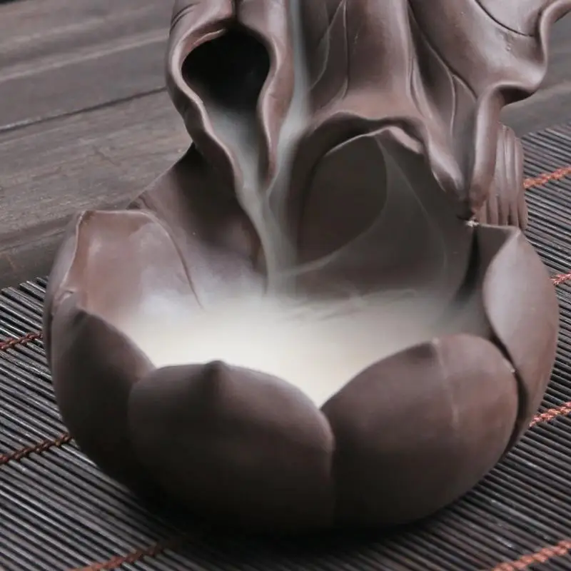 

Lotus Flower Backflow Incense Burner Smoke Waterfall Incense Burner Mountain River Handicraft Incense Holder Backflow Holder