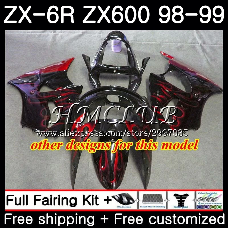 Корпус для KAWASAKI NINJA ZX-636 ZX600 1998 1999 70HC.19 600CC ZX636 ZX6R 98 99 ZX 636 6 R 6R обтекатель с голубым