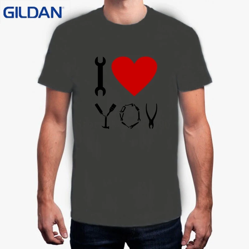 Забавная футболка с принтом для Для мужчин короткие Camisetas Bordadas я люблю Diy Футболка