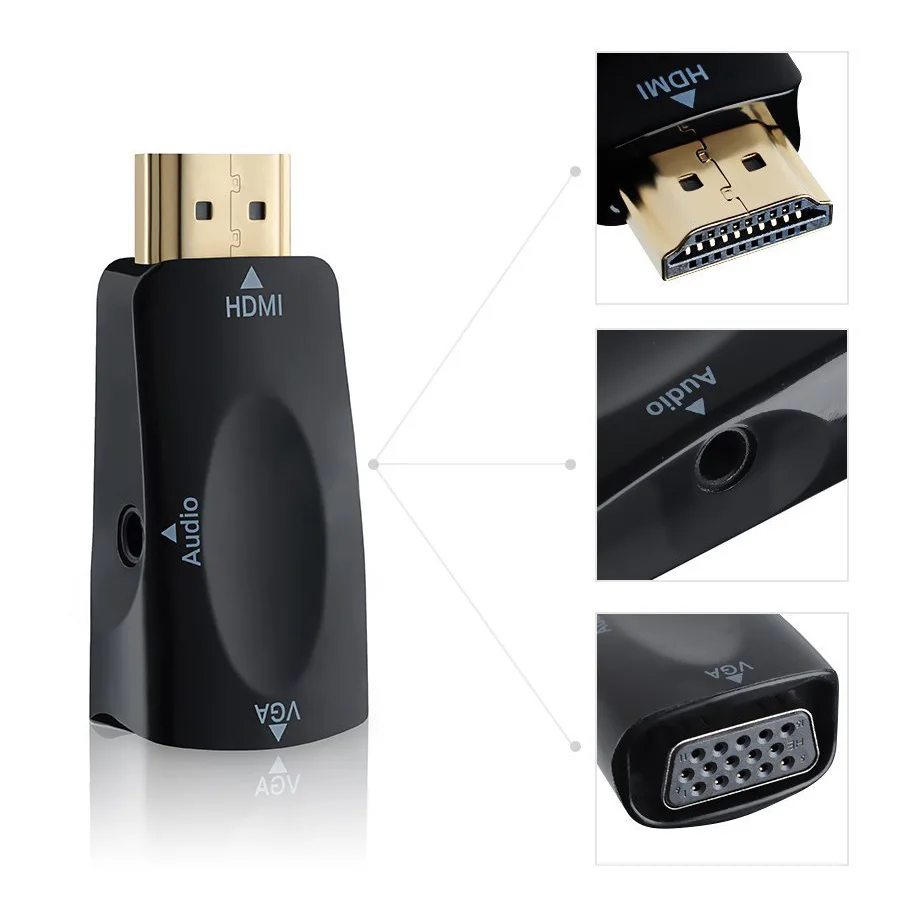 HDMI в VGA конвертер позолоченный с разъемом 3 5 мм аудио кабель для ПК ноутбука DVD