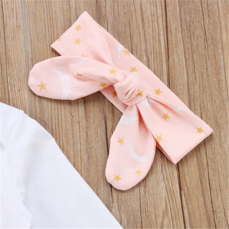 Комплект одежды для маленьких девочек из 3 предметов белые боди с принтом Луны