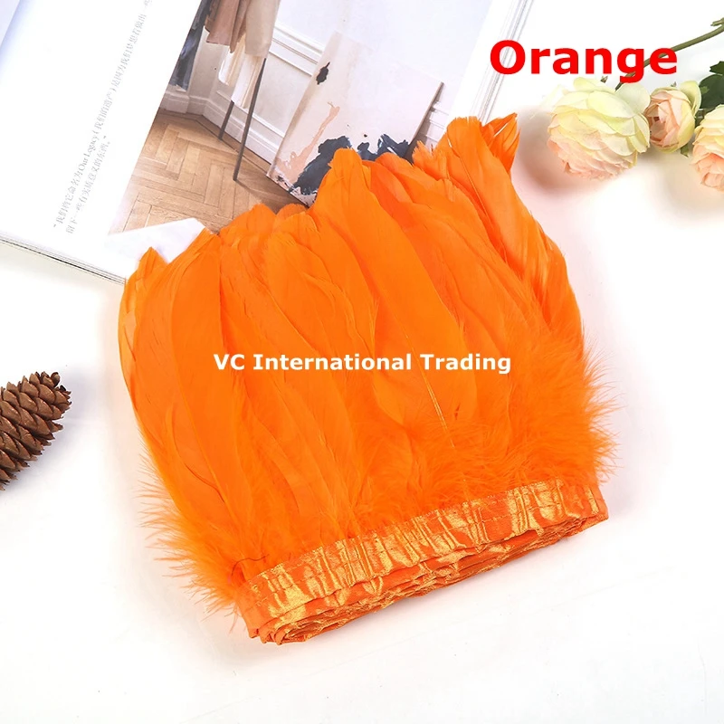 28 цветов гусиные перья 2 м/лот крашеные ленты/15 20 см бахрома из гусиных перьев