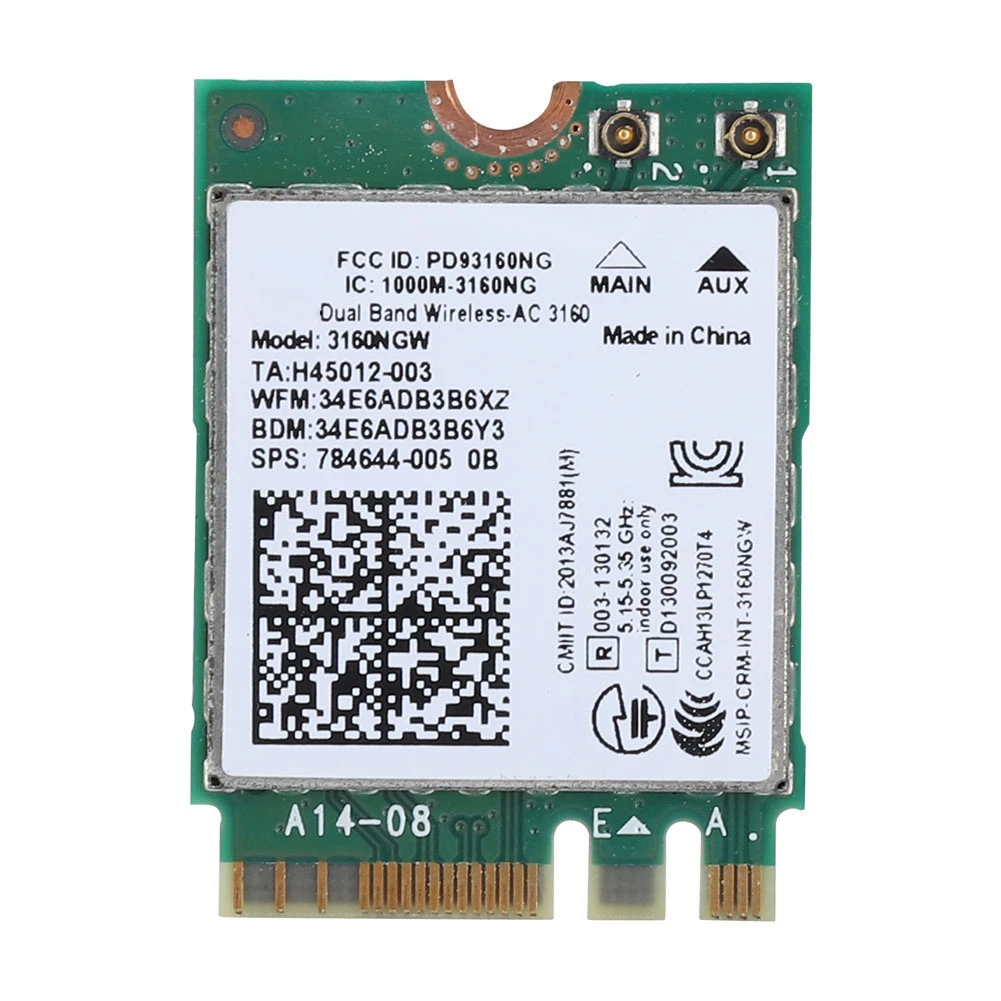 Для Intel 3160AC NGW беспроводная WIFI карта 433 Мбит/с Bluetooth 4 0 Двухдиапазонная сетевая