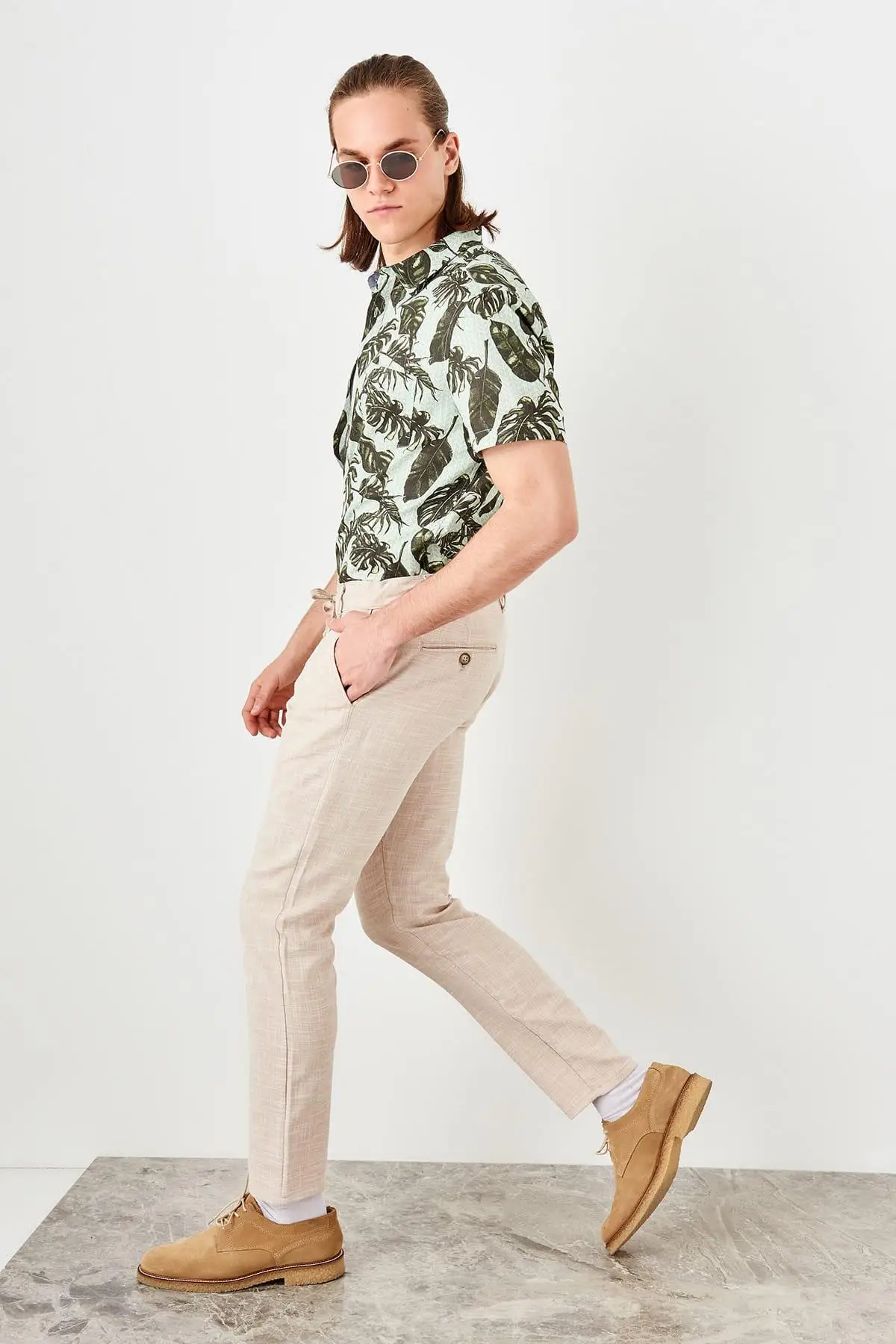 Trendyol новые каменные мужские льняные брюки TMNSS19RS0044|Брюки| |