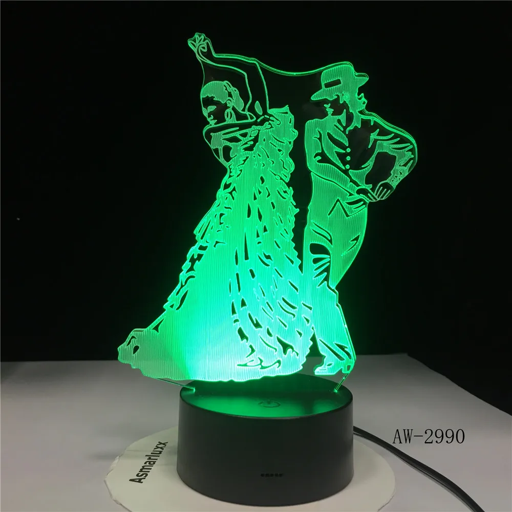 Настольная лампа фламинго для танцевальной юбки 3D светодиодный светильник