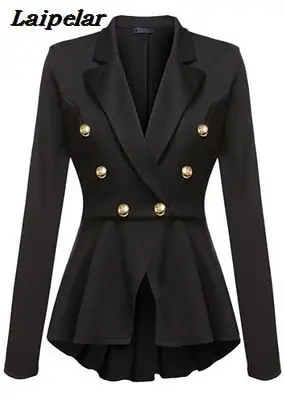 Best selling European and American new women's double row metal buckle long sleeve small blazer Laipelar