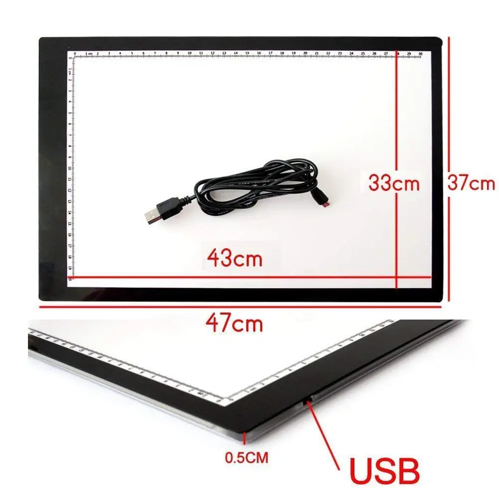 Новый LED A3 Light Box Pad ультра тонкая яркость Регулируемый художественный Рисунок