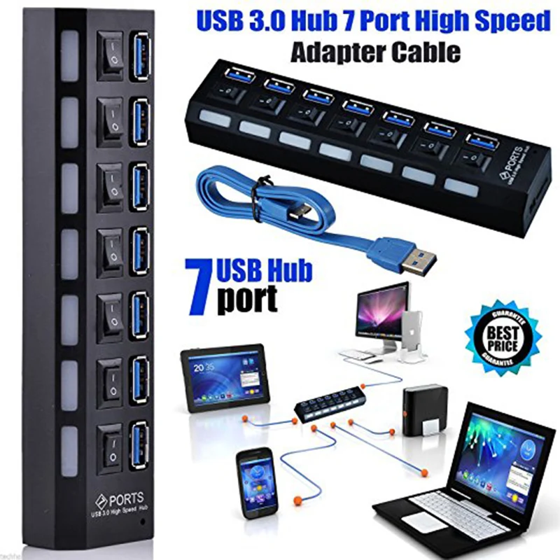 Чуи usb хаб 3 0 4/7 Порты сплиттер с US/UK/EU/AU Мощность адаптер высокое Скорость 5 Гбит/с