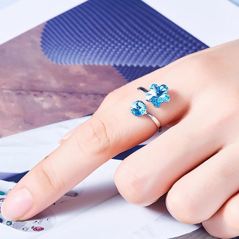 Женские открытые кольца Malanda элегантные swarovski с кристаллами для свадебной