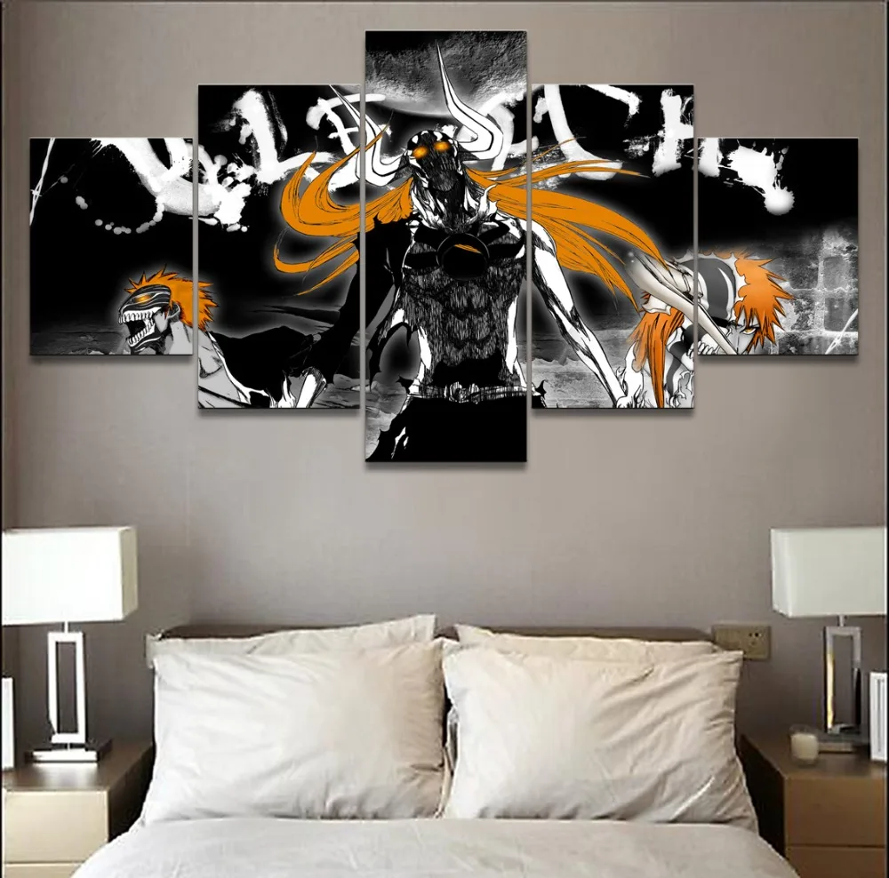Картины на холсте домашний декор HD печать 5 шт. Ichigo Kurosaki аниме отбеливающие