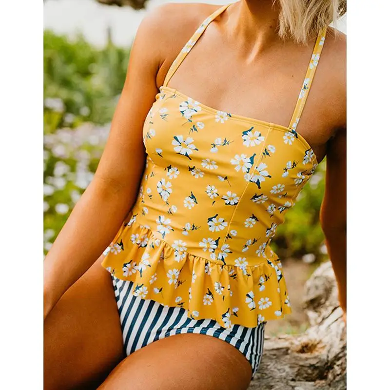 Misswim Высокая талия Купальник женский с принтом сексуальные бикини 2019 mujer плюс
