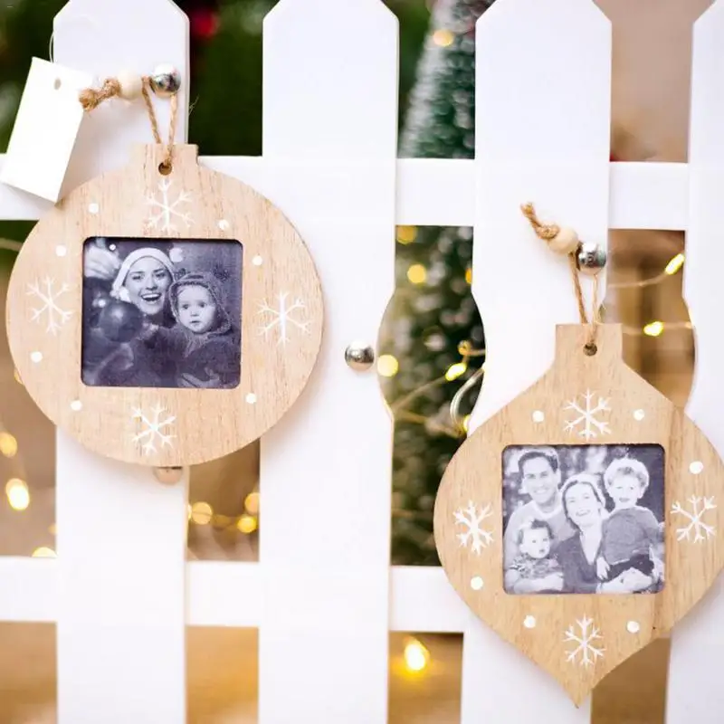 Креативные рождественские украшения для вечеринки DIY деревянная фоторамка кулон