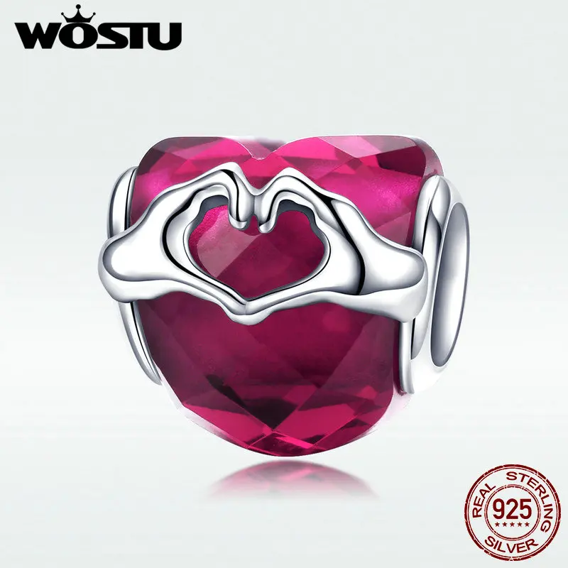 WOSTU новинка 2019 ожерелье из стерлингового серебра 925 пробы с розовыми красными