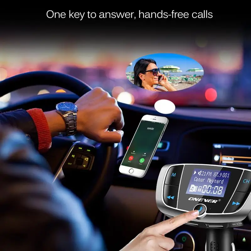 Onever Bluetooth FM Transmitter DC 12-24V Wireless Radio Adapter Modulator Car Kit 3.4A Dual USB Charger LCD Display | Автомобили и