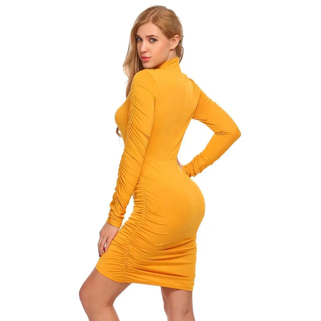 Для женщин Стенд средства ухода за кожей шеи с длинным рукавом Твердые Ruched