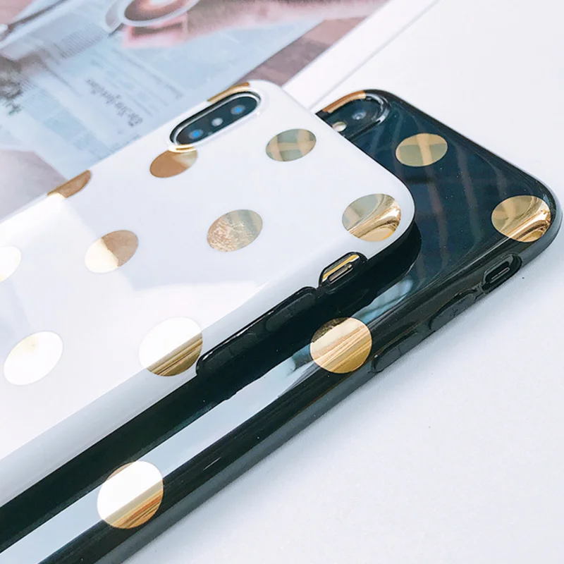 Чехол для Телефона iPhone 7 6 6S 8 Plus роскошная Милая Золотая волна глянцевая Мягкая