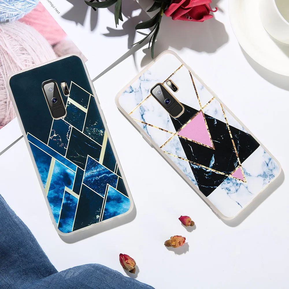 KISSCASE геометрический мраморный чехол для телефона Samsung Galaxy S9 S8 Note 9 8 S7 мягкий TPU A5 J3