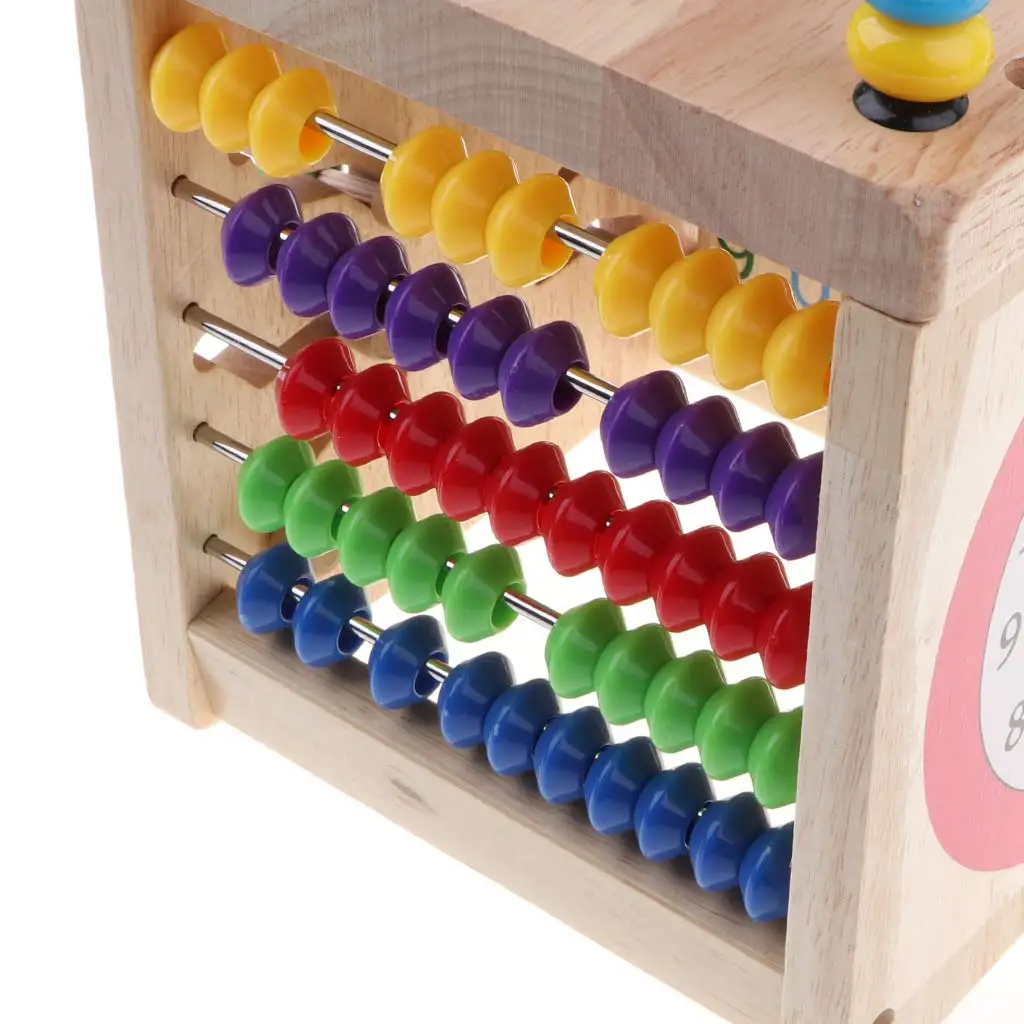 5 in 1 Multifunctional Wooden Cube Toy Abacus Clock Bead Labyrinth Game Early Learning Educational Toys for Children Kids |