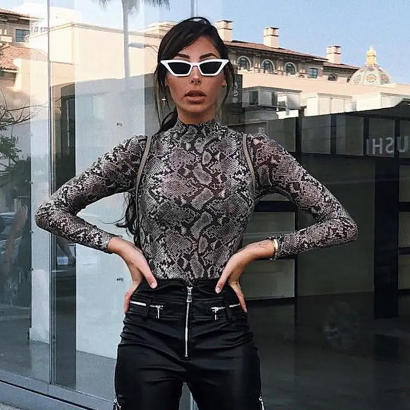 Для Женщин Осенние пикантные туфли со змеиным узором с длинными рукавами и