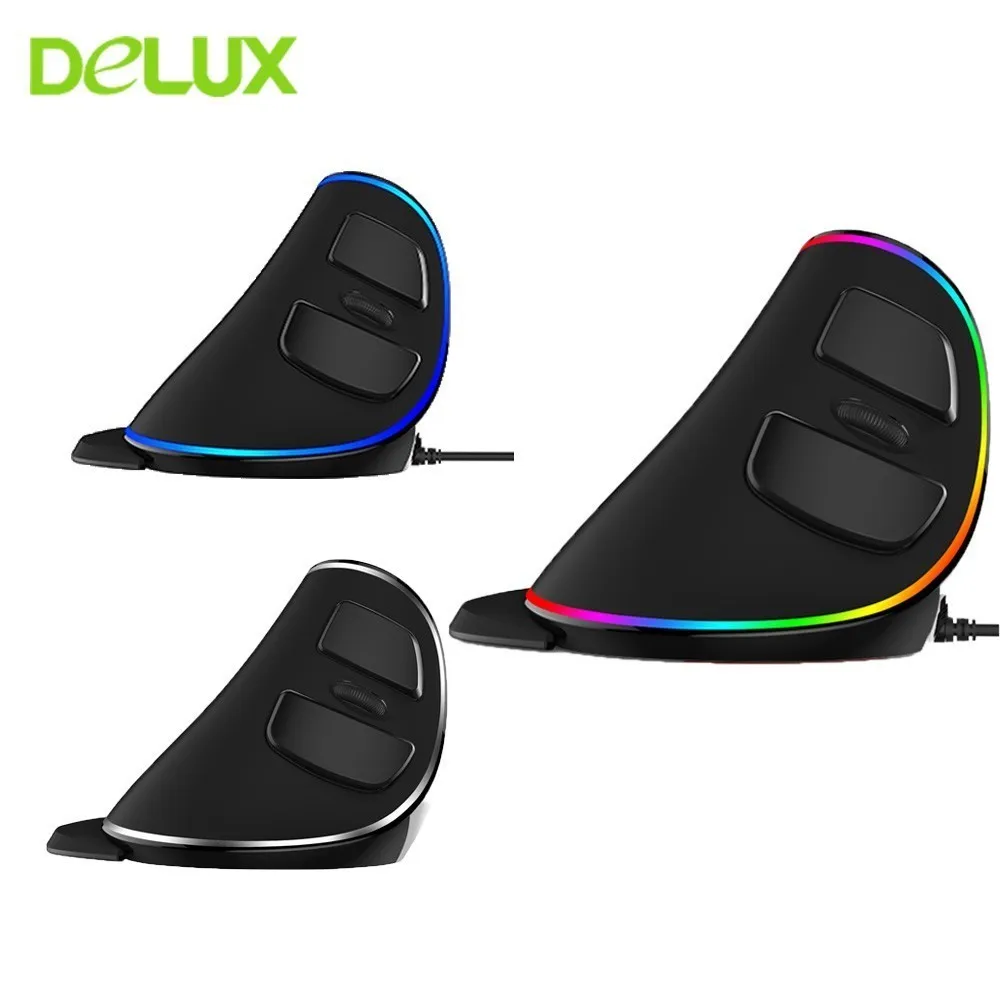 Эргономичная Проводная вертикальная мышь Delux M618 Plus оптическая игровая