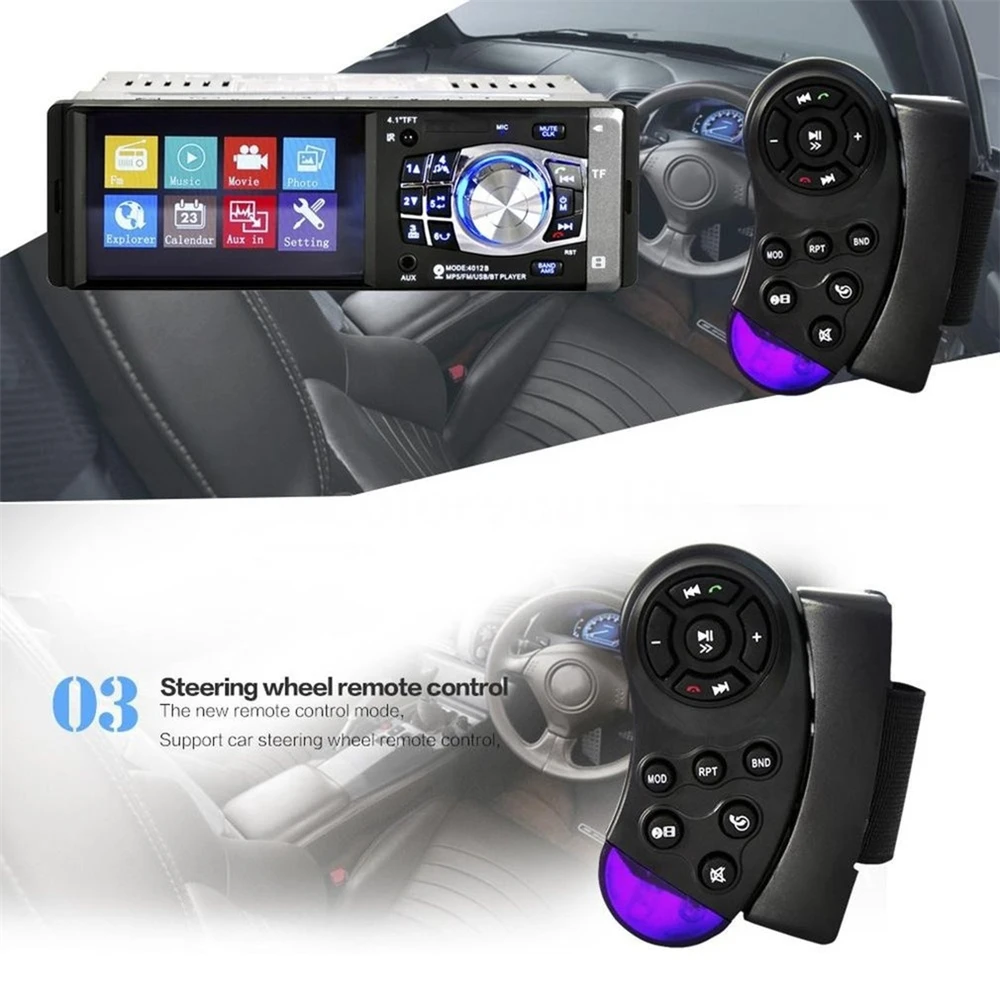 Автомагнитола MP5 4012B 1DIN 4 дюйма HD Bluetooth FM / AUX USB/TF поддержка управления на рулевое