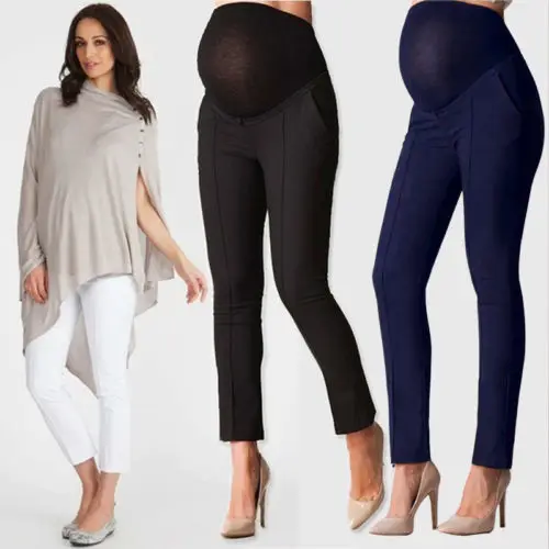 

PUDCOCO Maternity Leggings Solid Color Cotton Clothes Pregnant Women Long Clothing Elastic Leggings