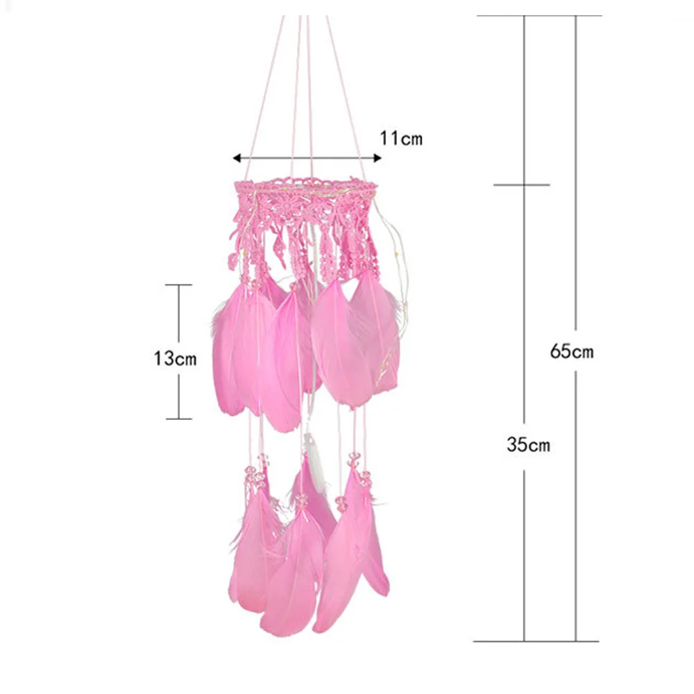 Led Dream Catcher искусство отделки перьями ветроловки Ловцы снов сетка для стене висит