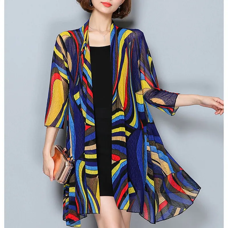 

Kimono Cardigan Fashion Kimonos Mujer 2020 Verano Casual Loose Medium Long Beach Cardigans Cover Plus Size Kimono Feminino