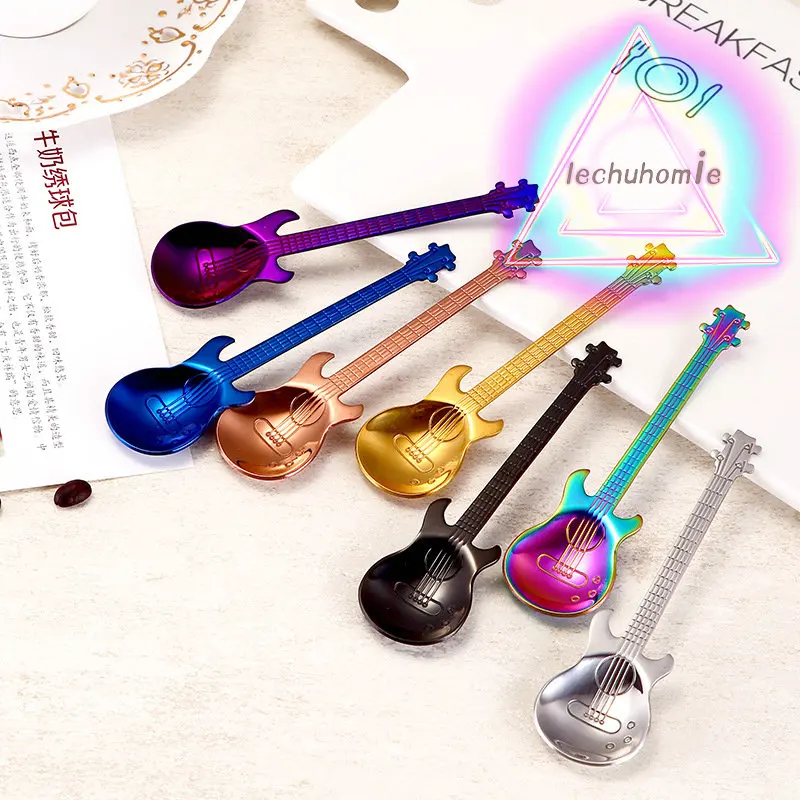 Ложка из нержавеющей стали кофейная форма гитары музыкальная тема ложка для