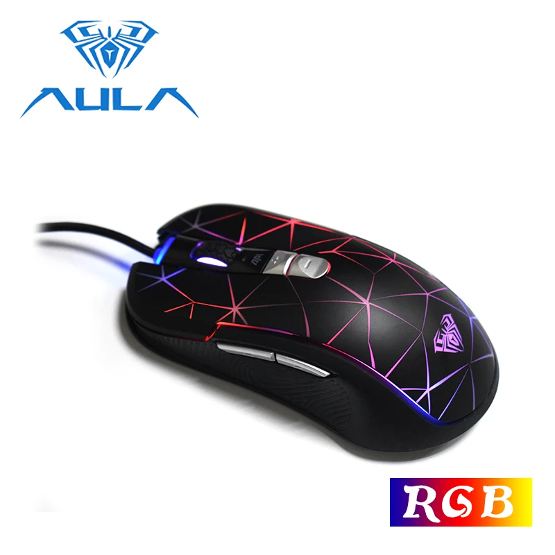 Игровая мышь AULA USB Проводная 2000DPI 7 кнопок RGB подсветка эргономичная для