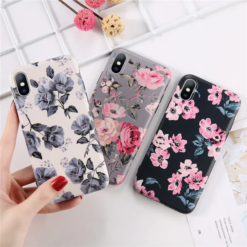 Чехол USLION для iPhone 6 6s 7 8 Plus мягкий ТПУ чехол с розами X XS XR Xs Max |